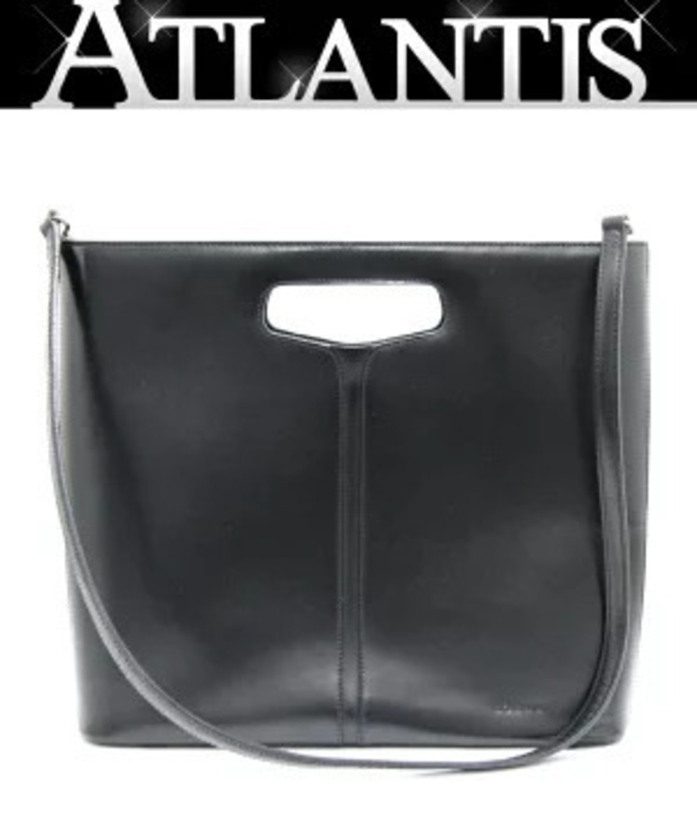 Loewe black leather 2way shoulder tote bag cutout top handle crossbody